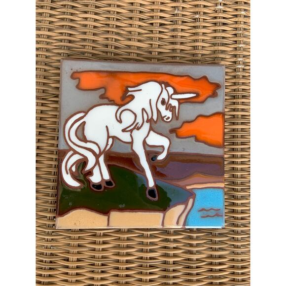 Unicorn edilgres Tile Wall Art Colorful Hanging Decor Made In Italy - Picture 2 of 4